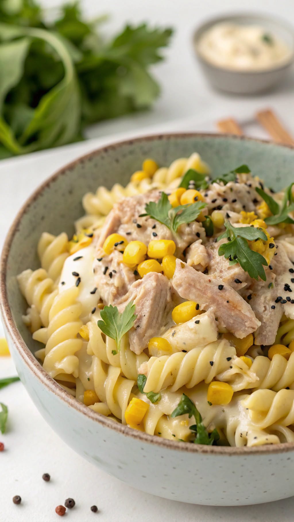 🍗 Salade crémeuse de fusilli au Chicken Ham et au maïs