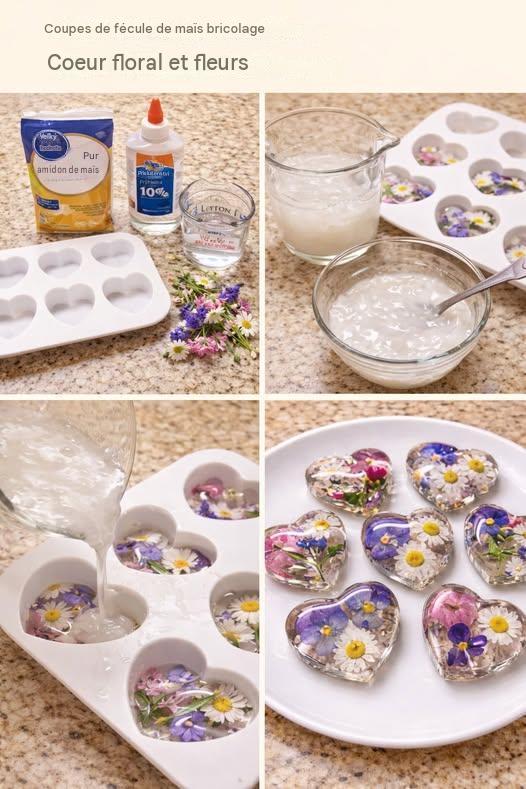 Cœurs et fleurs en fécule de maïs : de superbes créations en vitrail à faire soi-même