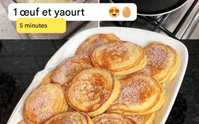🥞 Pancakes express au yaourt : Avec 1 œuf et 1 yaourt, vous pouvez préparer des pancakes ultra moelleux en quelques minutes seulement. 😍