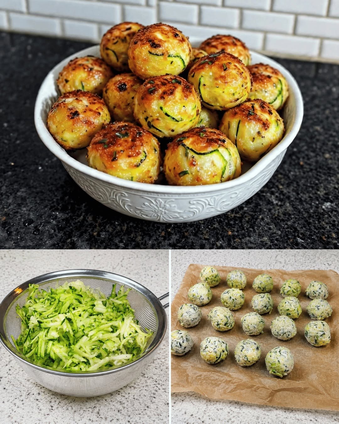 🥒 Boulettes de courgettes au four : une recette facile, croustillantes à l’extérieur et moelleuses à l’intérieur. 😍 Faciles à préparer, parfaites pour un repas léger, en apéritif ou accompagnées d’une délicieuse sauce maison. 🤍
