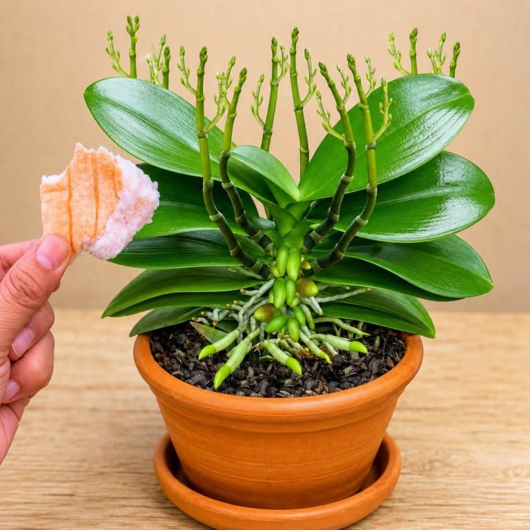 Placez un morceau sous une orchidée : 100 nouvelles pousses pousseront et fleuriront toute l’année !