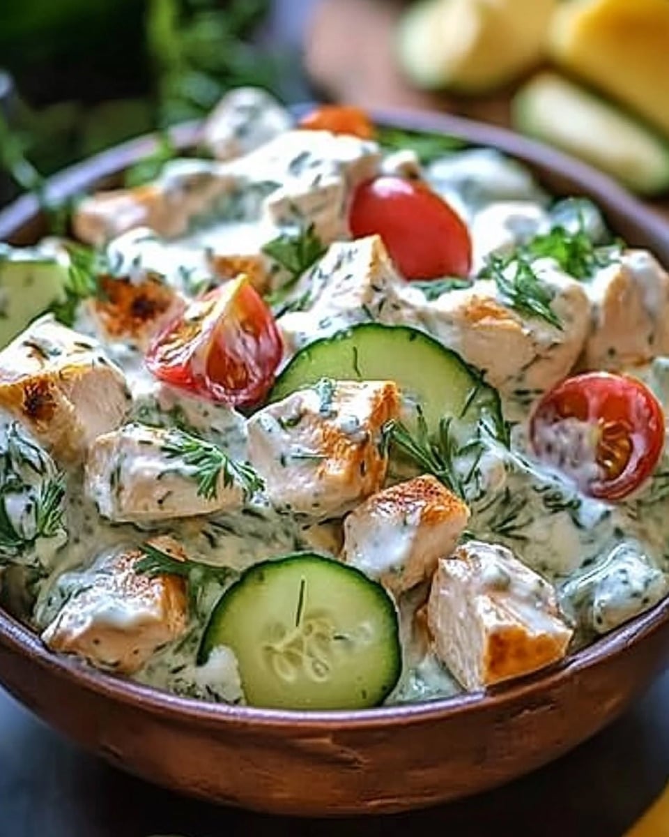 Salade grecque de poulet tzatziki préparée en 10 minutes