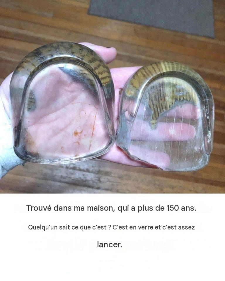 « Trouvé chez moi depuis plus de 150 ans. Quelqu’un sait ce que c’est ? C’est en verre et assez lourd. Via Ellyn Davis – consultez les commentaires pour la réponse. »